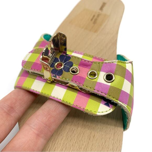 DR. SCHOLL'S x KATE SPADE New York Bella Plaid Slide Sandal Pink Green White 7 - Picture 7 of 10
